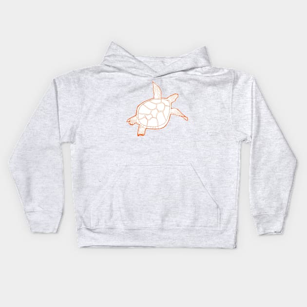 Orange swimming turtle Kids Hoodie by Annalisseart24